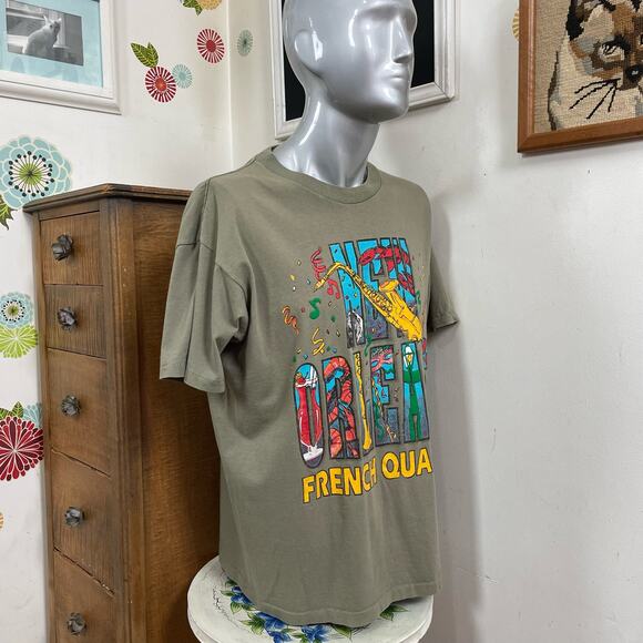 Vintage New Orleans Graphic Tee, 1990s Mardi Gras Jazz T-Shirt Sz XL - Picture 8 of 12
